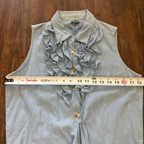 Cambridge Dry Goods Co vintage SIZE 8 sleeveless denim button front tie COTTON - Picture 5 of 9